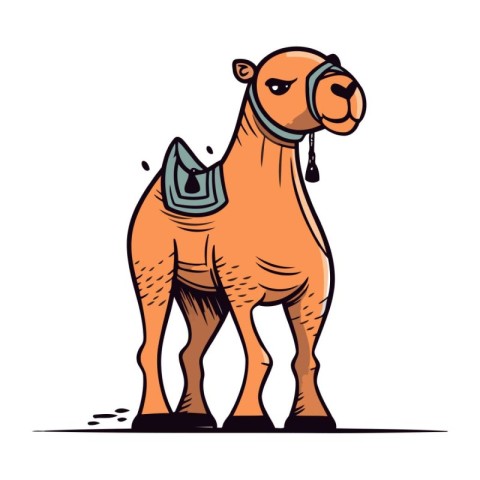 Cartoon camel. Vector illustration of a camel on a white backgro