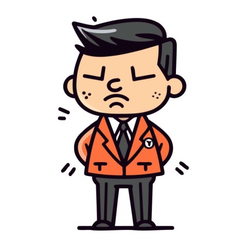 Sad Businessman   Retro Cartoon Vector Illustration