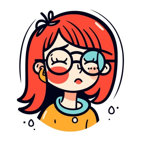 Cute little girl with glasses. Vector illustration in cartoon st