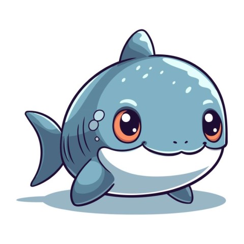 Cute cartoon shark. Vector illustration isolated on a white back