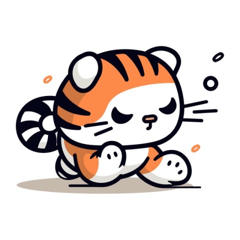 Cute little tiger character. Vector flat cartoon illustration. I