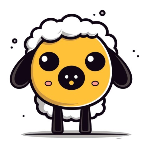 Cartoon sheep with funny face. Vector illustration isolated on w