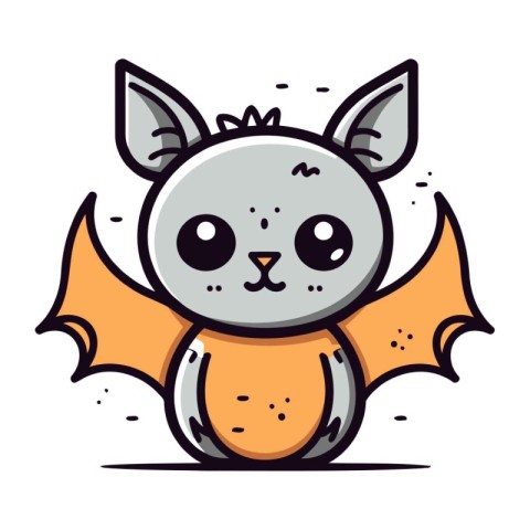 Cute cartoon bat isolated on a white background. Vector illustra