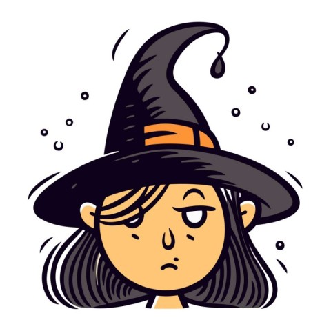 Illustration of a Woman Wearing a Witch Hat for Halloween Design