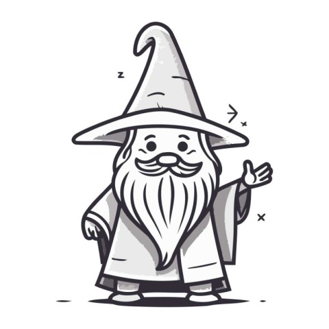 Cartoon wizard. Vector illustration. Isolated on white backgroun