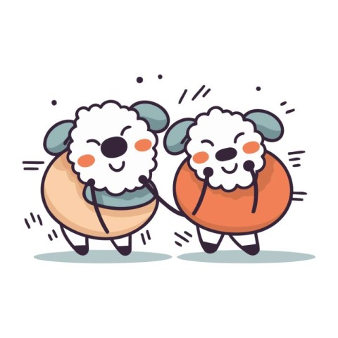 Cute cartoon sheep. Vector illustration in doodle style.