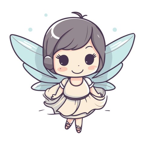 Cute cartoon fairy. Vector illustration isolated on a white back