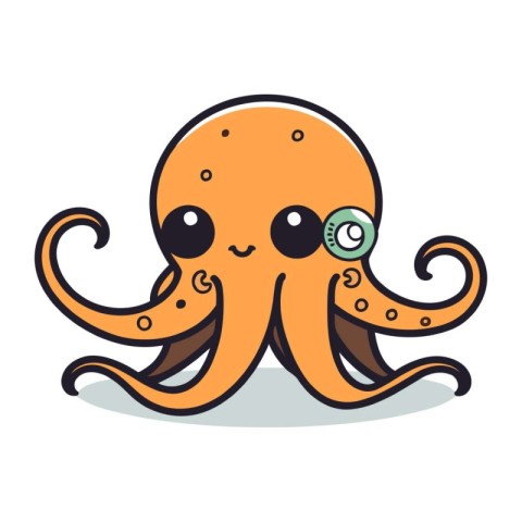 Cute cartoon octopus. Vector illustration isolated on white back