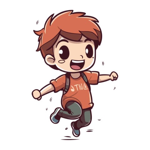 Vector illustration of a cute little boy running. Isolated on wh