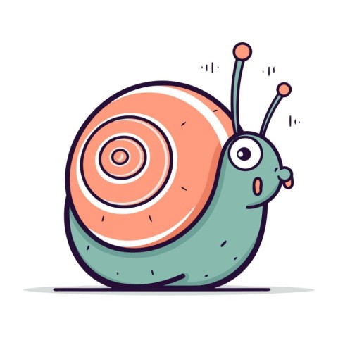 Cartoon funny snail. Vector illustration in flat design. Isolate