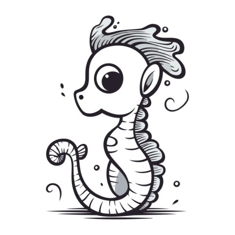 Cute seahorse isolated on white background. Vector illustration.