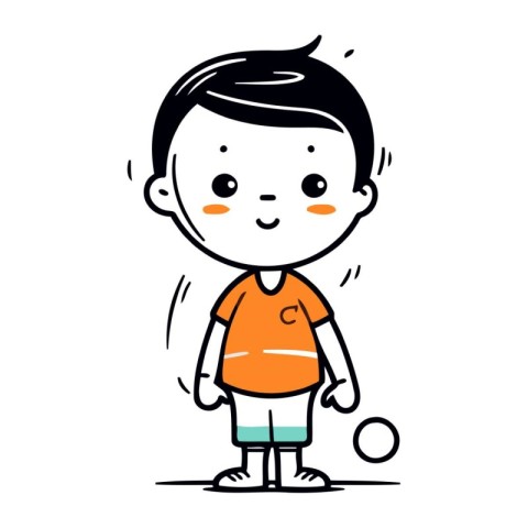 Cute boy playing soccer. Vector illustration of a boy playing so