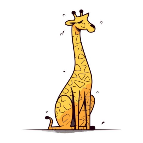 Cute cartoon giraffe isolated on white background. Vector illust