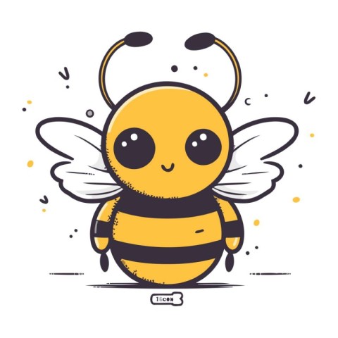 Cute cartoon bee. Vector illustration. Isolated on white backgro