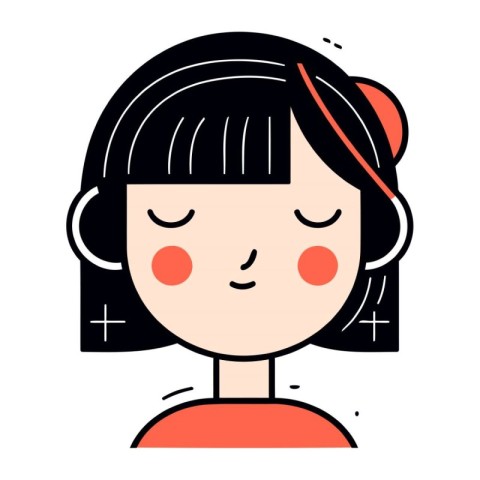 Cute kawaii girl with a smile. Vector illustration.