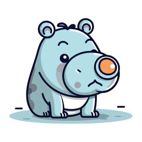 Cute hippo cartoon character. Vector illustration in flat style.