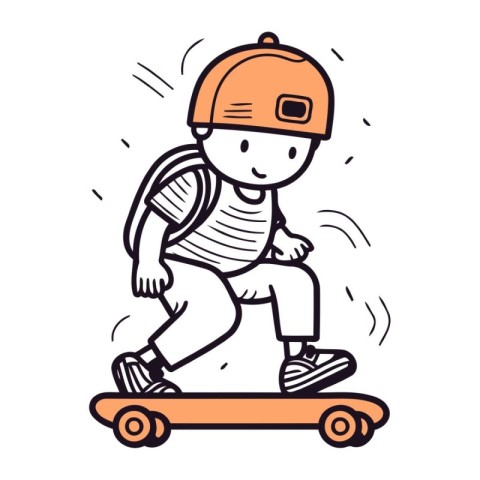 Boy riding skateboard. sketch for your design. Vector illustrati