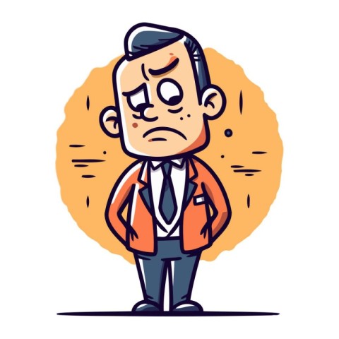 Vector illustration of a man in a suit with a sad face.