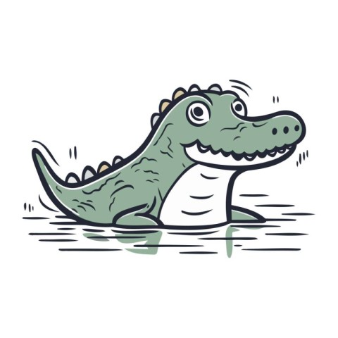 Crocodile vector illustration. Cute cartoon crocodile.