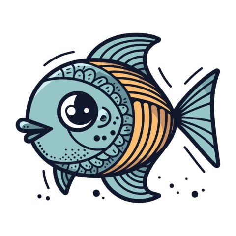 Cute cartoon fish isolated on a white background. Vector illustr