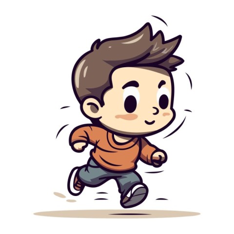 Running Boy   Cartoon Vector Illustration