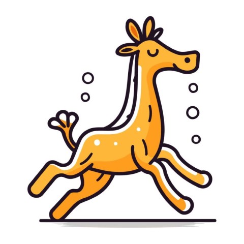 Cartoon giraffe running. Vector illustration of cute animal in f