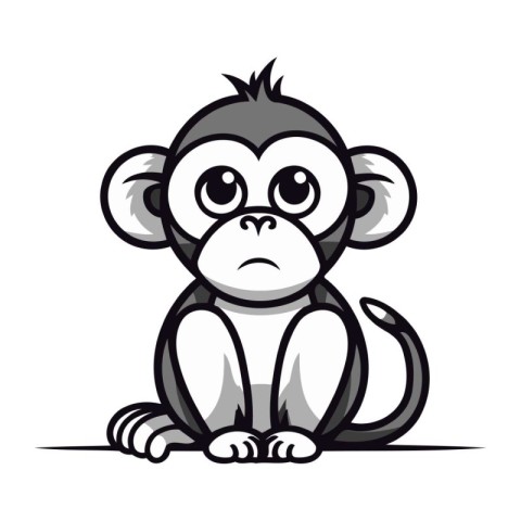 Monkey Cartoon Mascot Character Vector Illustration. Animal Emoj