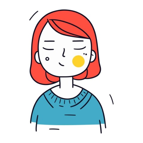 Illustration of a young woman with a sore throat. Vector.