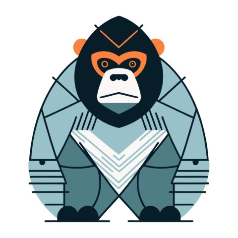 Chimpanzee. Vector illustration in flat style on white backgroun