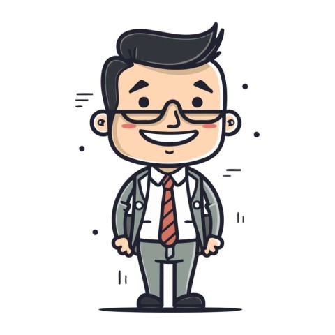 Vector illustration of a man in glasses and a suit. Cartoon styl