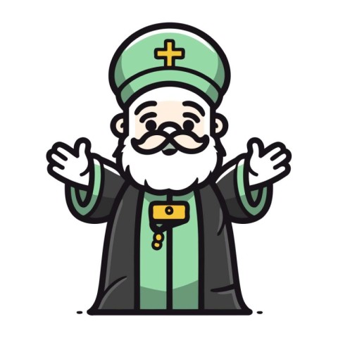 Cartoon vector illustration of a christian holy man. Isolated on