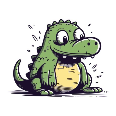 Cute cartoon crocodile. Vector illustration isolated on white ba