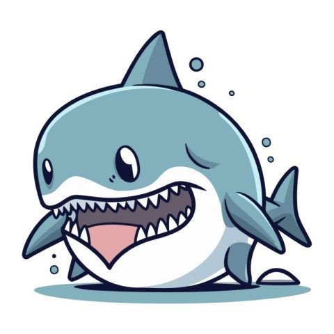 Shark cartoon vector illustration. Cute and funny shark characte