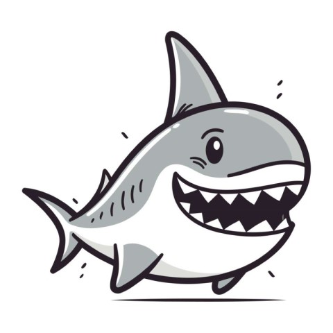 Shark cartoon vector illustration. Isolated on a white backgroun