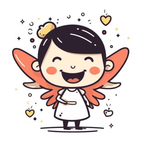 Cute little angel girl vector illustration. Cute little angel gi