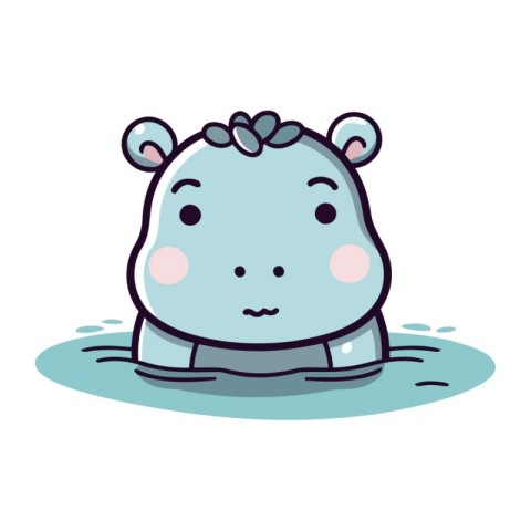 cute hippo baby in water character icon vector illustration desi