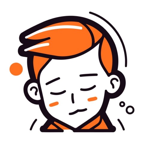 Cute boy with closed eyes. Vector illustration on white backgrou