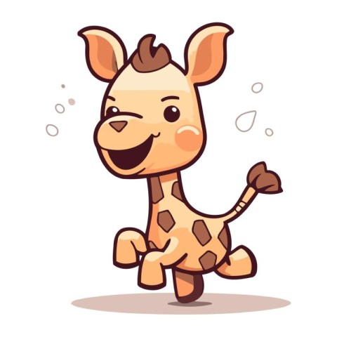 Cute Giraffe Character Vector Illustration. Cartoon Giraffe.