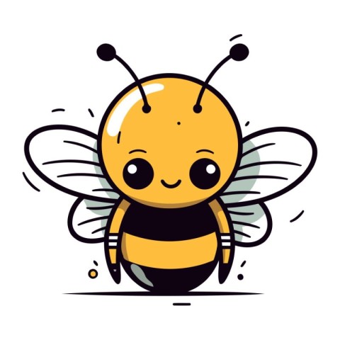 Cute cartoon bee. Vector illustration. Isolated on white backgro