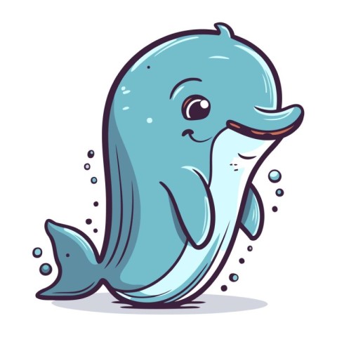 Cute cartoon dolphin. Vector illustration of a cute cartoon dolp