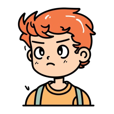 Illustration of a boy with a sad expression on his face.