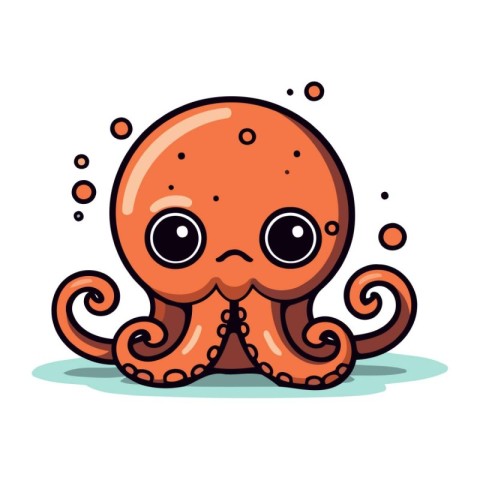 Cute cartoon octopus. Vector illustration isolated on white back