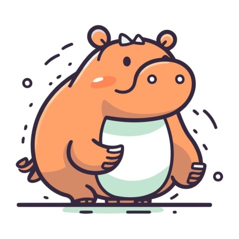 Cute hippopotamus character. Vector illustration in cartoon styl