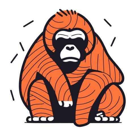 Gorilla. Hand drawn vector illustration in doodle style.