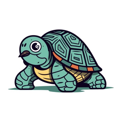 Cute cartoon turtle isolated on a white background. Vector illus