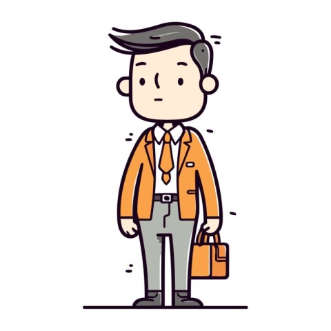 Character illustration design. Businessman with briefcase. carto