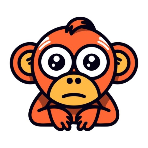 Cute cartoon monkey. Vector illustration isolated on a white bac