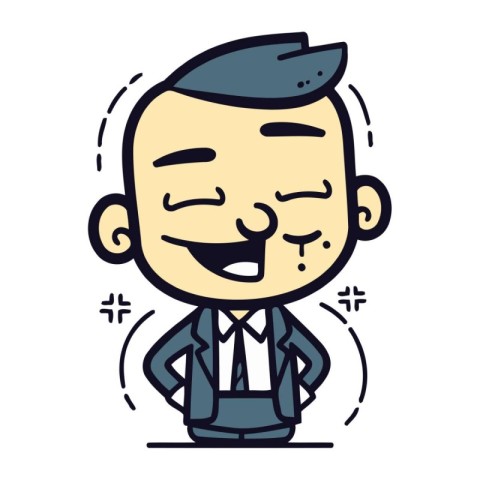 Smiling man in business suit. Vector illustration in cartoon sty