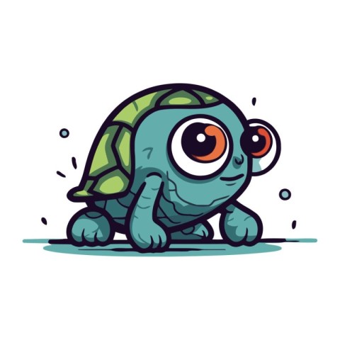 Cute cartoon turtle. Vector illustration isolated on a white bac