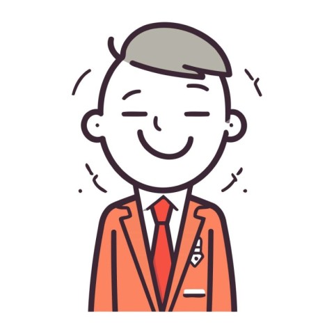 Smiling businessman in suit. Vector illustration. Line art style